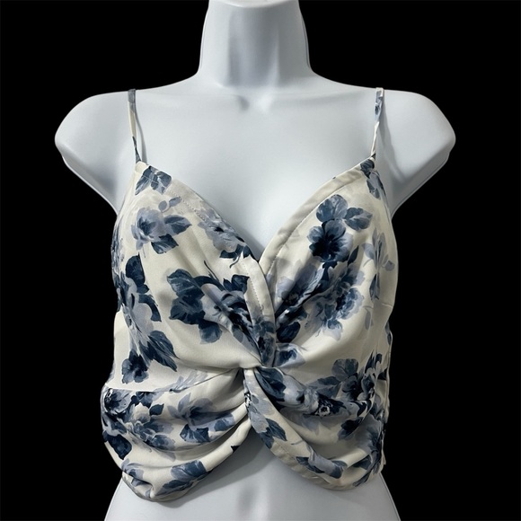 Abercrombie & Fitch Women's S Floral Smocked Knot Crop Top Y2K Babydoll Boho - Picture 1 of 9